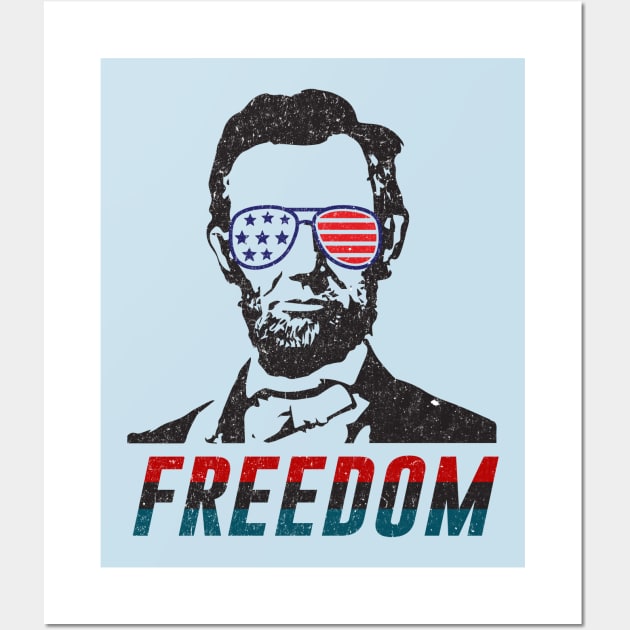 Hipster Abraham Lincoln in Sunglasses - Freedom Wall Art by StudioGrafiikka